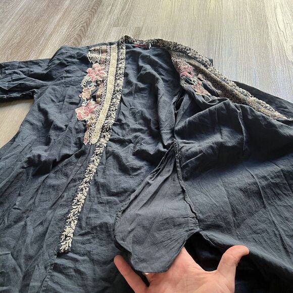 Johnny Was Workshop Flower Print Kimono Cardigan Size XS Runs Big C45619-1L Blue - Picture 10 of 12